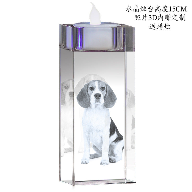 Cross border crystal candle holder ornament pet couple commemorative photo candlelight dinner decoration Nordic romantic living room ornaments