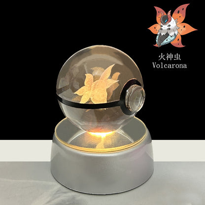 crystal poké ball pokéball 3d pokemon inner carving crystal ball glow ornament birthday gift wholesale