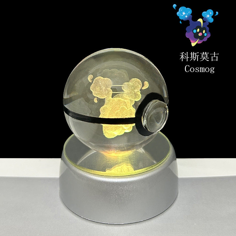 crystal poké ball pokéball 3d pokemon inner carving crystal ball glow ornament birthday gift wholesale