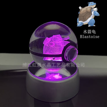 crystal poké ball pokéball 3d pokemon inner carving crystal ball glow ornament birthday gift wholesale