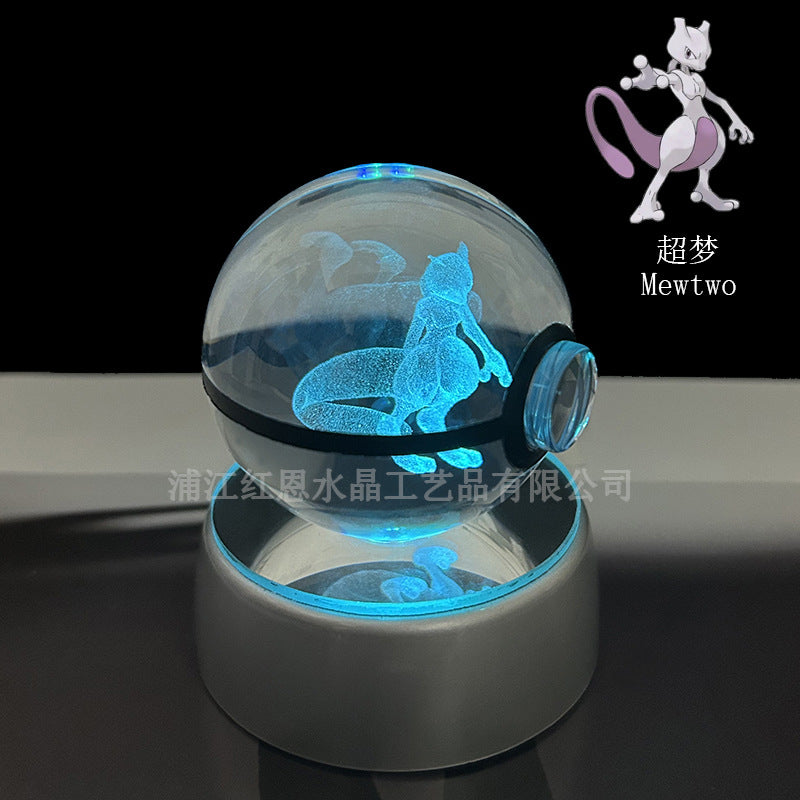 crystal poké ball pokéball 3d pokemon inner carving crystal ball glow ornament birthday gift wholesale
