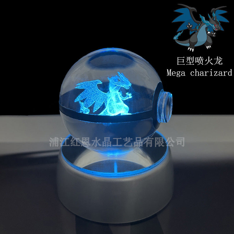 crystal poké ball pokéball 3d pokemon inner carving crystal ball glow ornament birthday gift wholesale