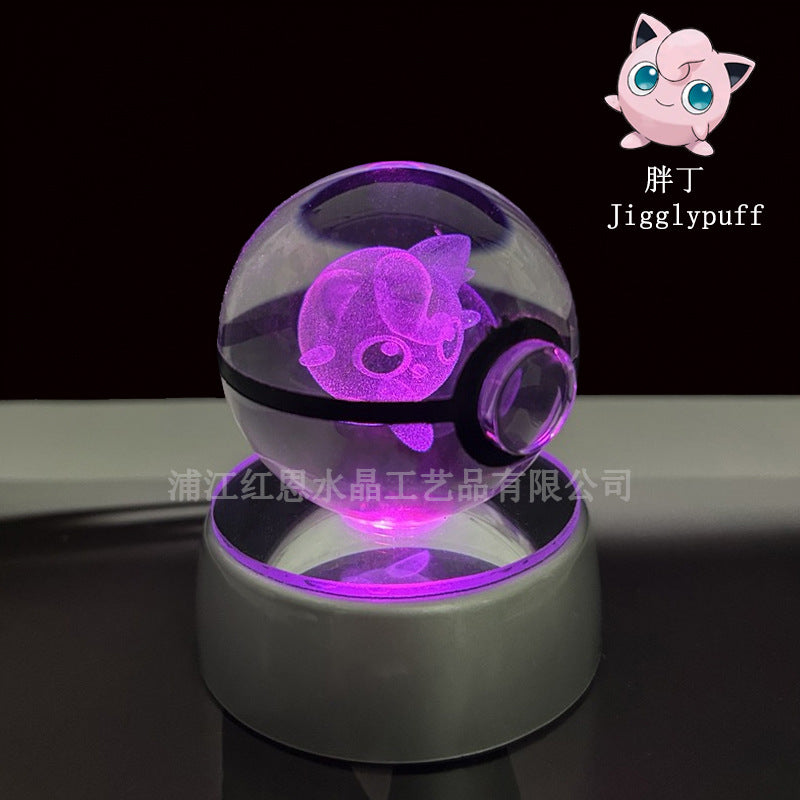 crystal poké ball pokéball 3d pokemon inner carving crystal ball glow ornament birthday gift wholesale