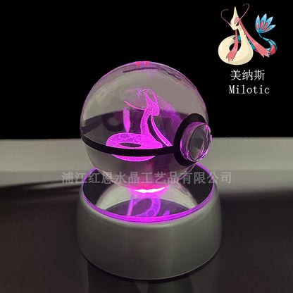 crystal poké ball pokéball 3d pokemon inner carving crystal ball glow ornament birthday gift wholesale