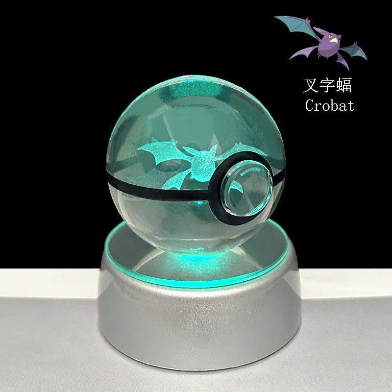 crystal poké ball pokéball 3d pokemon inner carving crystal ball glow ornament birthday gift wholesale
