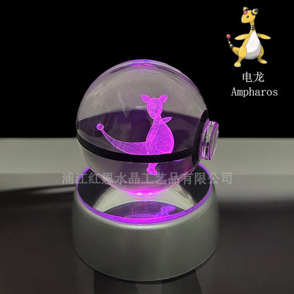 crystal poké ball pokéball 3d pokemon inner carving crystal ball glow ornament birthday gift wholesale
