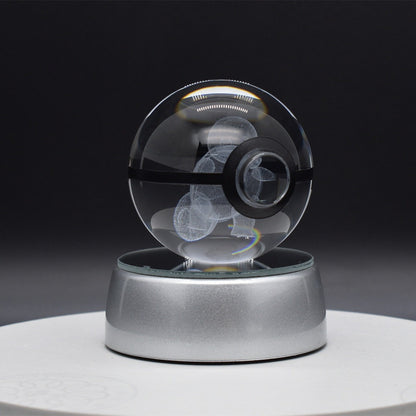 Popular Sun Moon Couple Eevee Creative 3D Pokémon Crystal Ball Cross-border Colorful Luminous Children's Gift