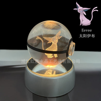 crystal poké ball pokéball 3d pokemon inner carving crystal ball glow ornament birthday gift wholesale
