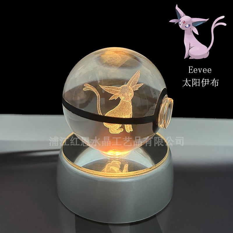 crystal poké ball pokéball 3d pokemon inner carving crystal ball glow ornament birthday gift wholesale