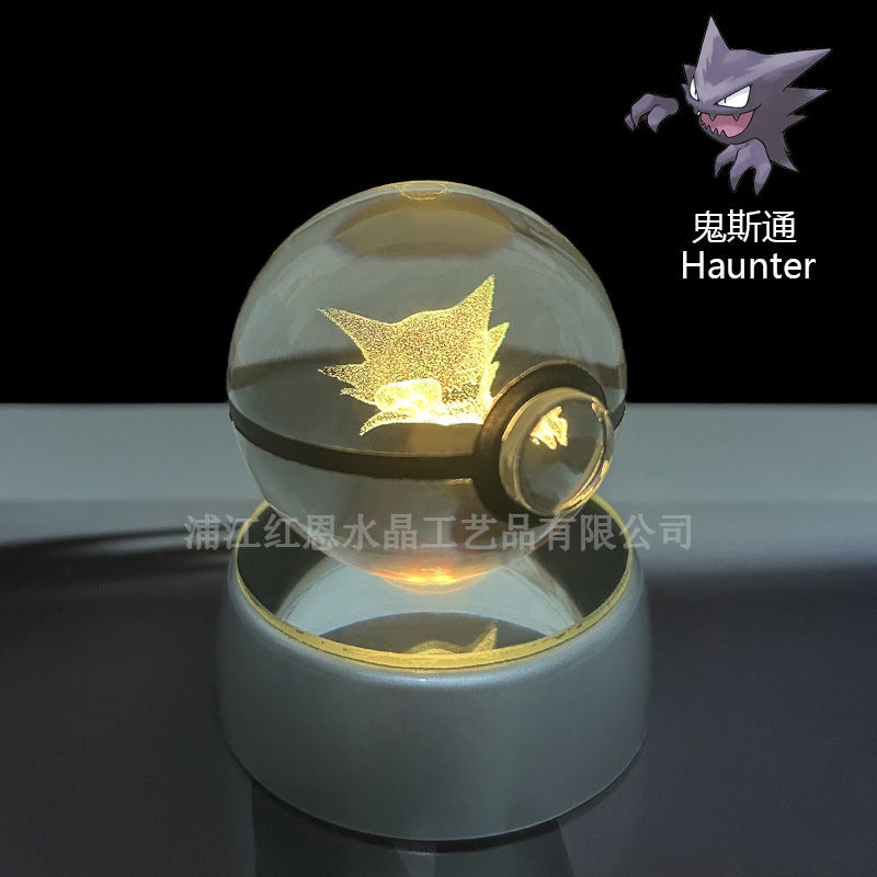 crystal poké ball pokéball 3d pokemon inner carving crystal ball glow ornament birthday gift wholesale