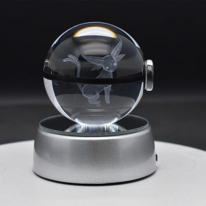 Popular Sun Moon Couple Eevee Creative 3D Pokémon Crystal Ball Cross-border Colorful Luminous Children's Gift