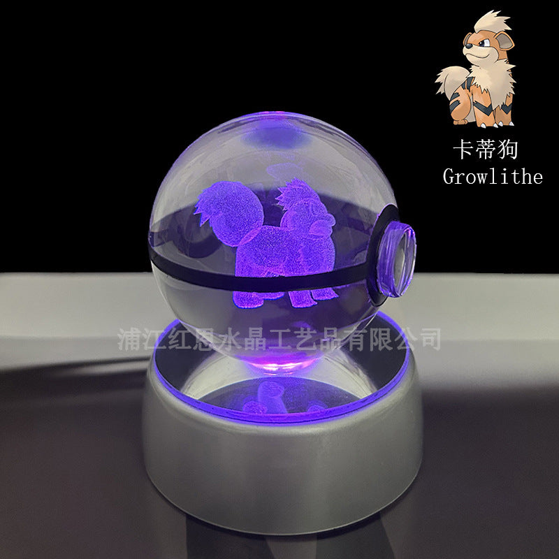 crystal poké ball pokéball 3d pokemon inner carving crystal ball glow ornament birthday gift wholesale