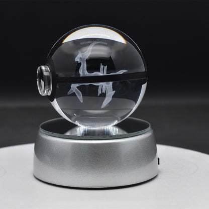 Popular Sun Moon Couple Eevee Creative 3D Pokémon Crystal Ball Cross-border Colorful Luminous Children's Gift