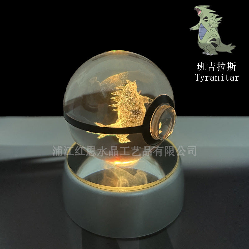 crystal poké ball pokéball 3d pokemon inner carving crystal ball glow ornament birthday gift wholesale