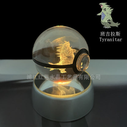 crystal poké ball pokéball 3d pokemon inner carving crystal ball glow ornament birthday gift wholesale