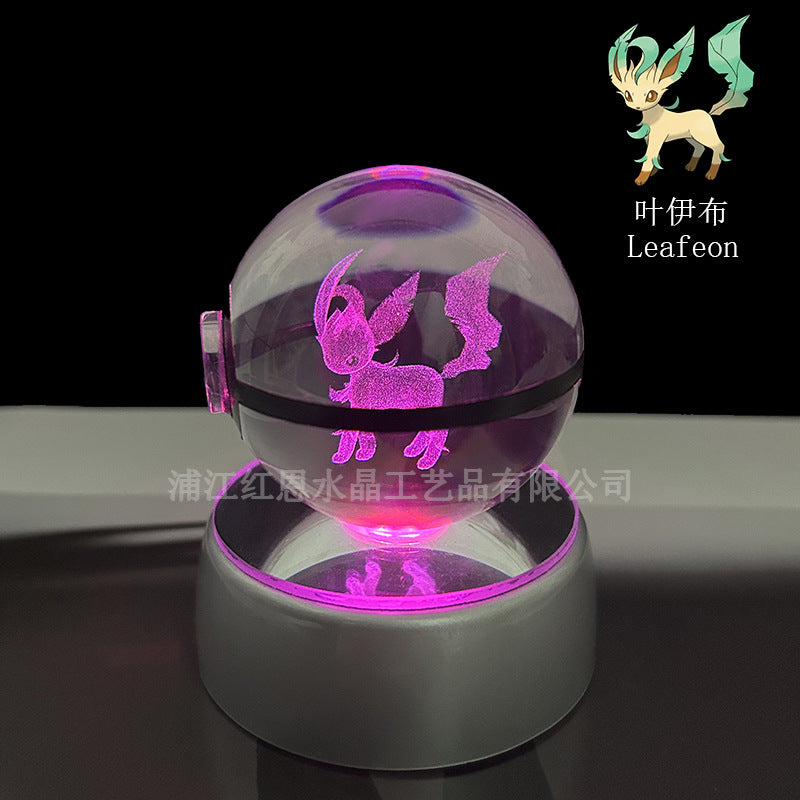 crystal poké ball pokéball 3d pokemon inner carving crystal ball glow ornament birthday gift wholesale