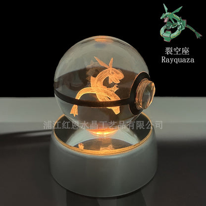 crystal poké ball pokéball 3d pokemon inner carving crystal ball glow ornament birthday gift wholesale