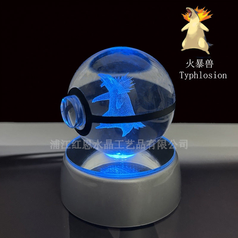 crystal poké ball pokéball 3d pokemon inner carving crystal ball glow ornament birthday gift wholesale