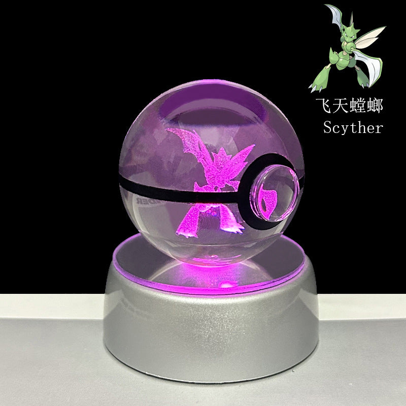 crystal poké ball pokéball 3d pokemon inner carving crystal ball glow ornament birthday gift wholesale