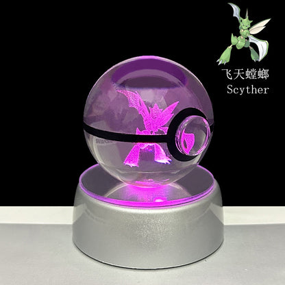 crystal poké ball pokéball 3d pokemon inner carving crystal ball glow ornament birthday gift wholesale