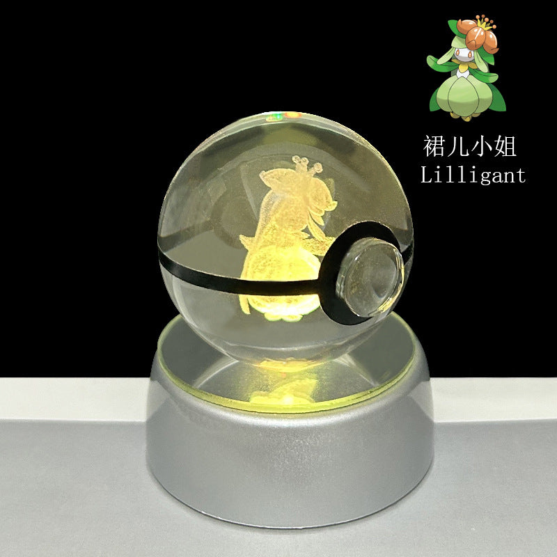 crystal poké ball pokéball 3d pokemon inner carving crystal ball glow ornament birthday gift wholesale