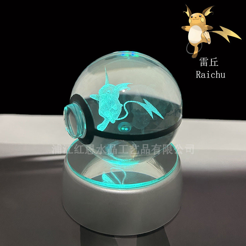 crystal poké ball pokéball 3d pokemon inner carving crystal ball glow ornament birthday gift wholesale