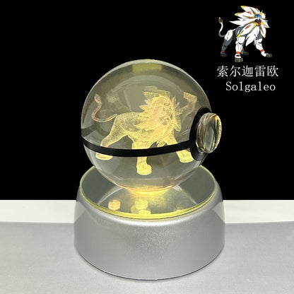 crystal poké ball pokéball 3d pokemon inner carving crystal ball glow ornament birthday gift wholesale