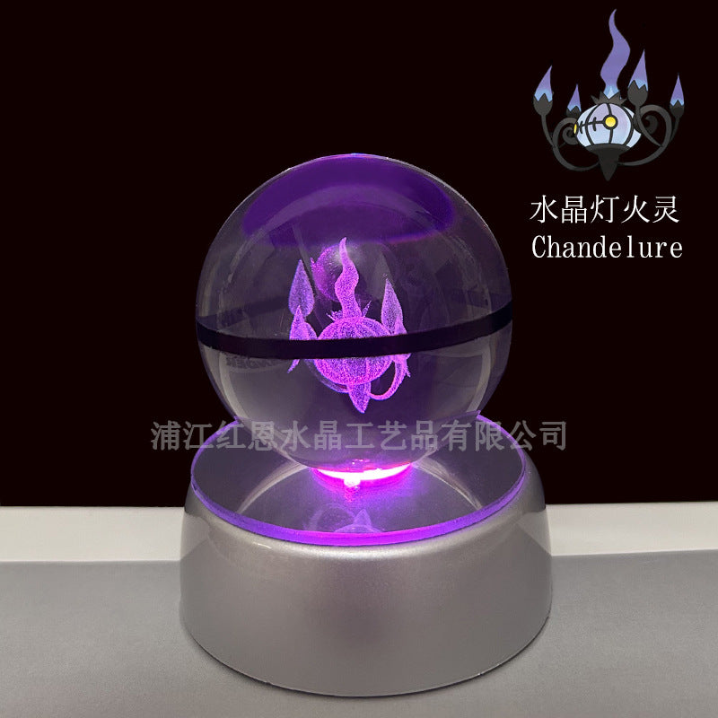 crystal poké ball pokéball 3d pokemon inner carving crystal ball glow ornament birthday gift wholesale