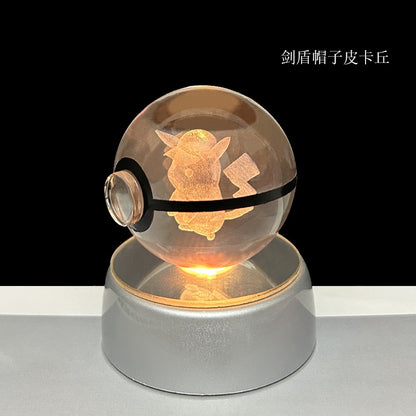 crystal poké ball pokéball 3d pokemon inner carving crystal ball glow ornament birthday gift wholesale