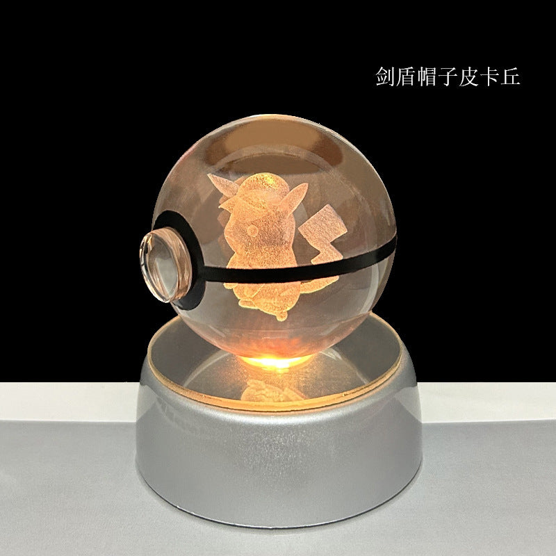 crystal poké ball pokéball 3d pokemon inner carving crystal ball glow ornament birthday gift wholesale