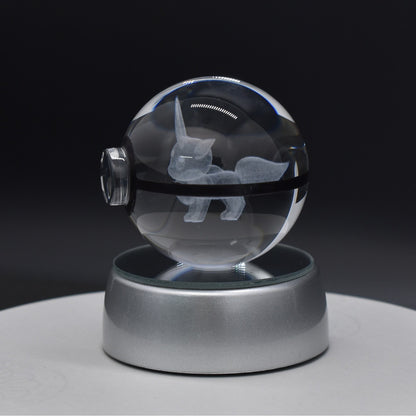 Popular Sun Moon Couple Eevee Creative 3D Pokémon Crystal Ball Cross-border Colorful Luminous Children's Gift