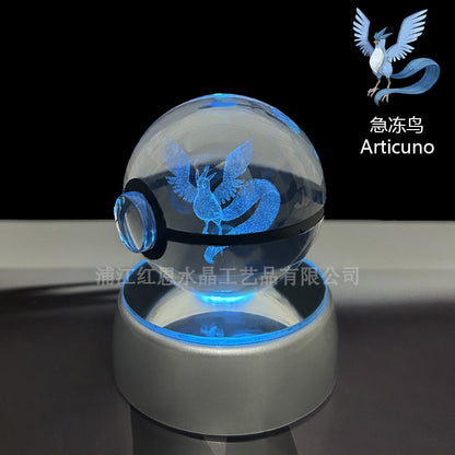 crystal poké ball pokéball 3d pokemon inner carving crystal ball glow ornament birthday gift wholesale