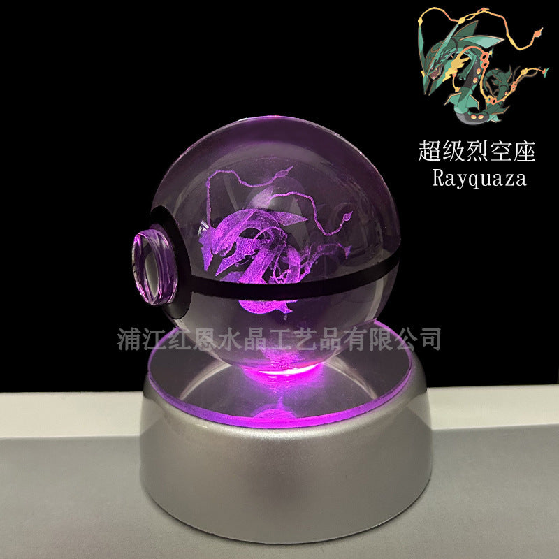 crystal poké ball pokéball 3d pokemon inner carving crystal ball glow ornament birthday gift wholesale