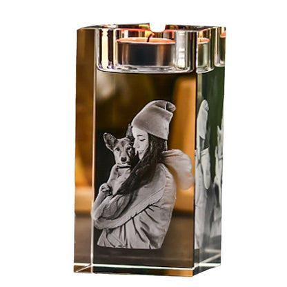 Cross border crystal candle holder ornament pet couple commemorative photo candlelight dinner decoration Nordic romantic living room ornaments