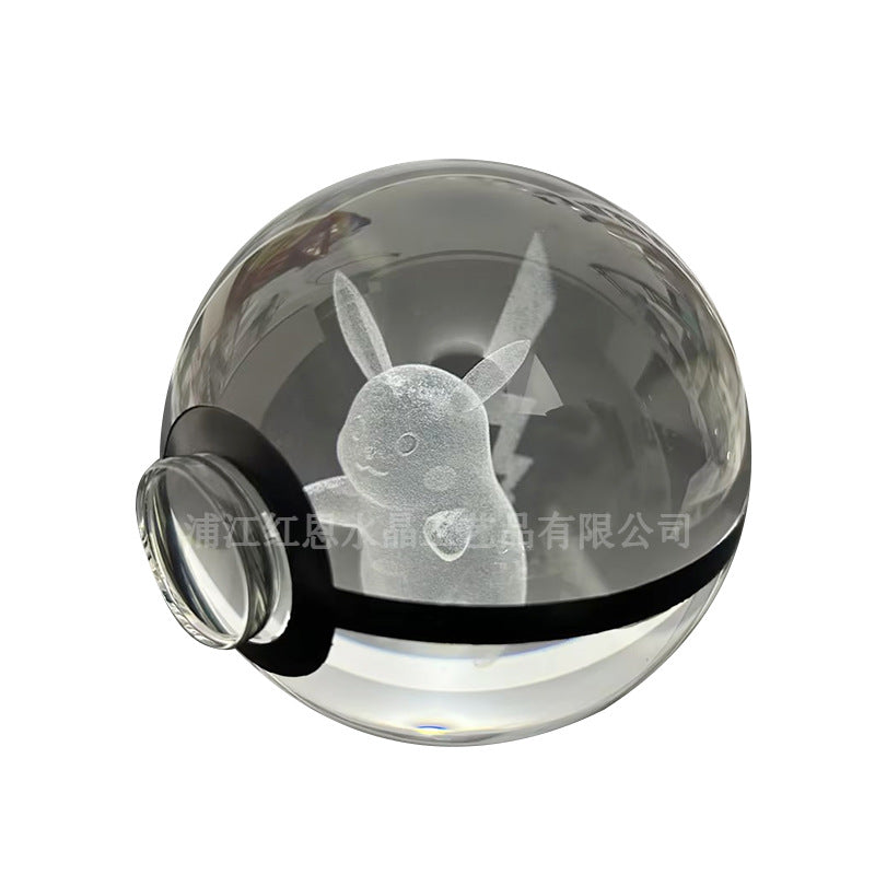 crystal poké ball pokéball 3d pokemon inner carving crystal ball glow ornament birthday gift wholesale