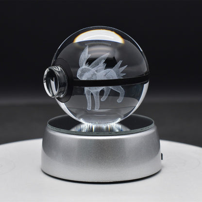 Popular Sun Moon Couple Eevee Creative 3D Pokémon Crystal Ball Cross-border Colorful Luminous Children's Gift