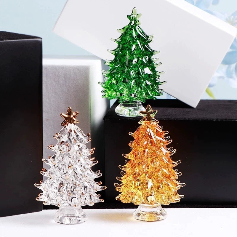 Crystal Christmas Tree Ornament Christmas Gift Birthday Gift Boyfriend and Girlfriend Home Living Room Decoration Green Peace Tree