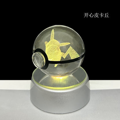 crystal poké ball pokéball 3d pokemon inner carving crystal ball glow ornament birthday gift wholesale