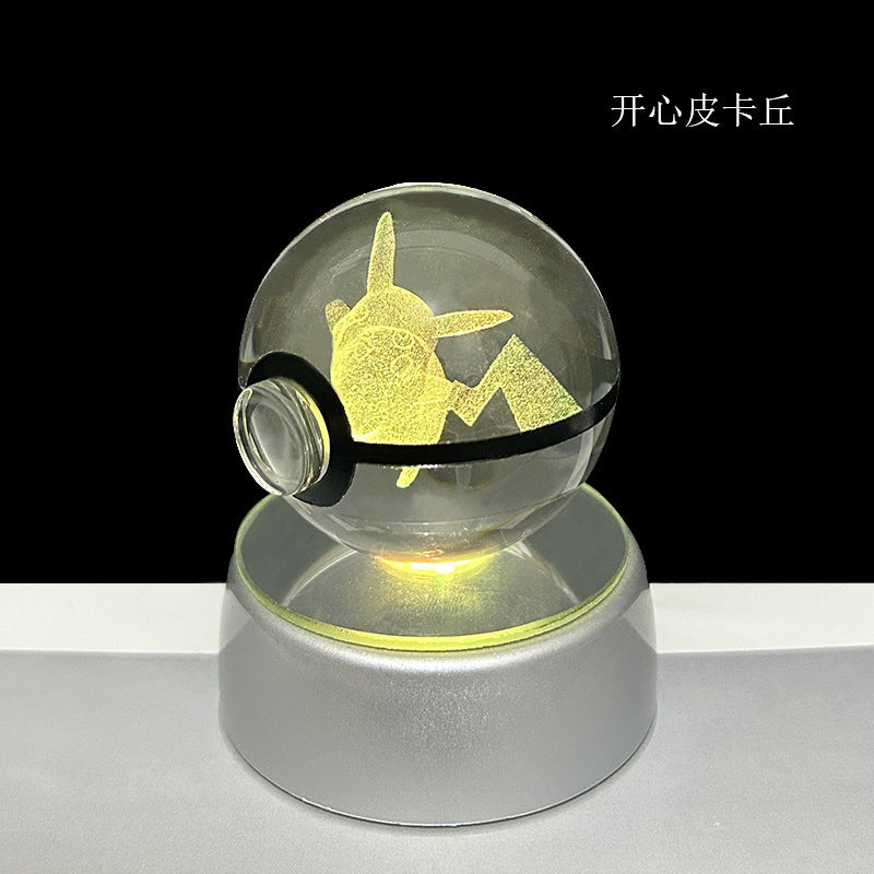 crystal poké ball pokéball 3d pokemon inner carving crystal ball glow ornament birthday gift wholesale