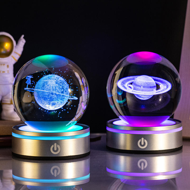 Internet celebrity crystal ball three-dimensional night light RGB color light atmosphere creative LED lamp small round crystal ball gift lamp