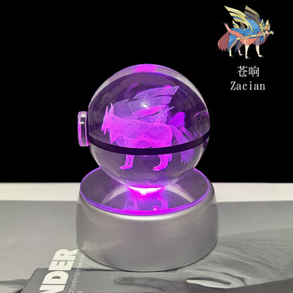 crystal poké ball pokéball 3d pokemon inner carving crystal ball glow ornament birthday gift wholesale
