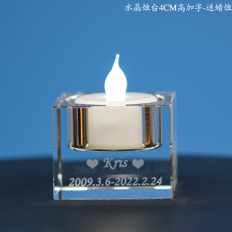 Cross border crystal candle holder ornament pet couple commemorative photo candlelight dinner decoration Nordic romantic living room ornaments