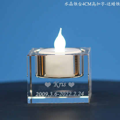 Cross border crystal candle holder ornament pet couple commemorative photo candlelight dinner decoration Nordic romantic living room ornaments