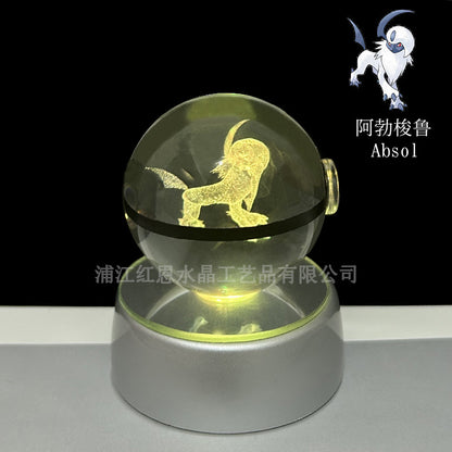 crystal poké ball pokéball 3d pokemon inner carving crystal ball glow ornament birthday gift wholesale