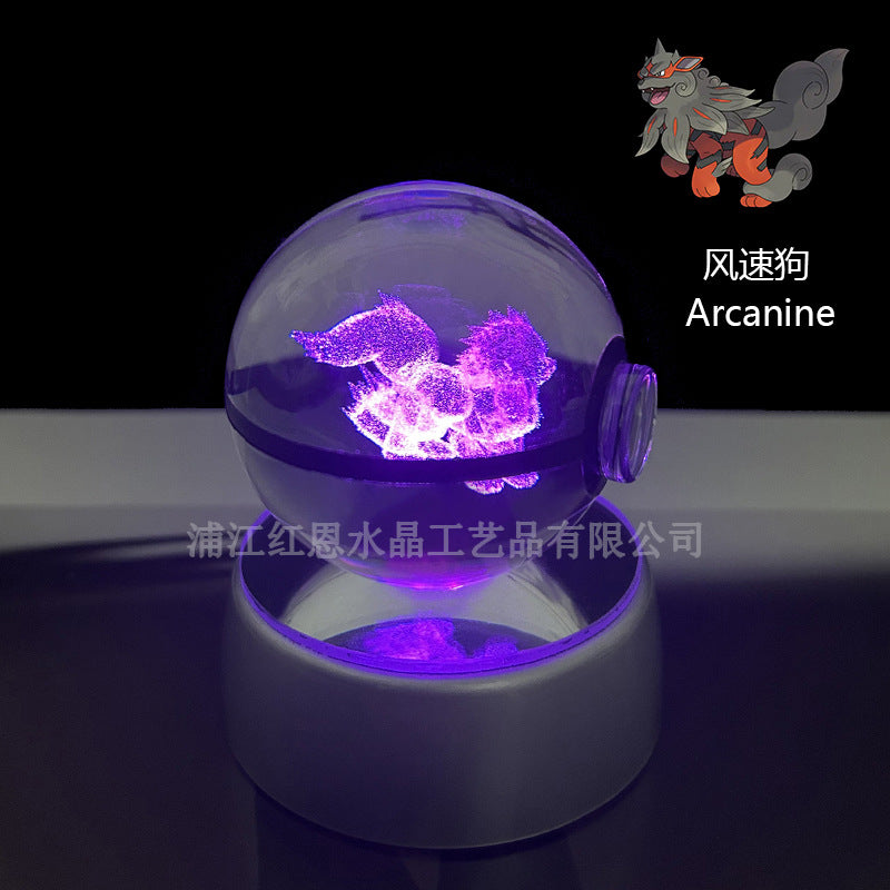 crystal poké ball pokéball 3d pokemon inner carving crystal ball glow ornament birthday gift wholesale