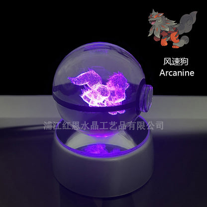 crystal poké ball pokéball 3d pokemon inner carving crystal ball glow ornament birthday gift wholesale