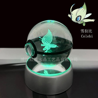 crystal poké ball pokéball 3d pokemon inner carving crystal ball glow ornament birthday gift wholesale