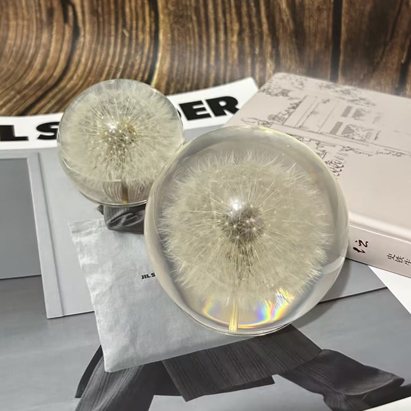 Creative dandelion dried flower specimen crystal ball resin natural wood crafts ornaments home decoration gifts