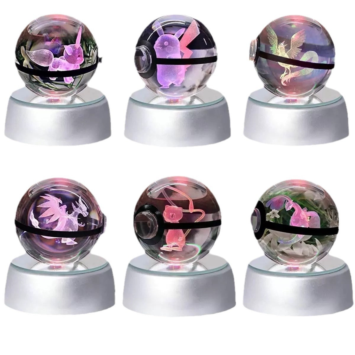 Popular Sun Moon Couple Eevee Creative 3D Pokémon Crystal Ball Cross-border Colorful Luminous Children's Gift