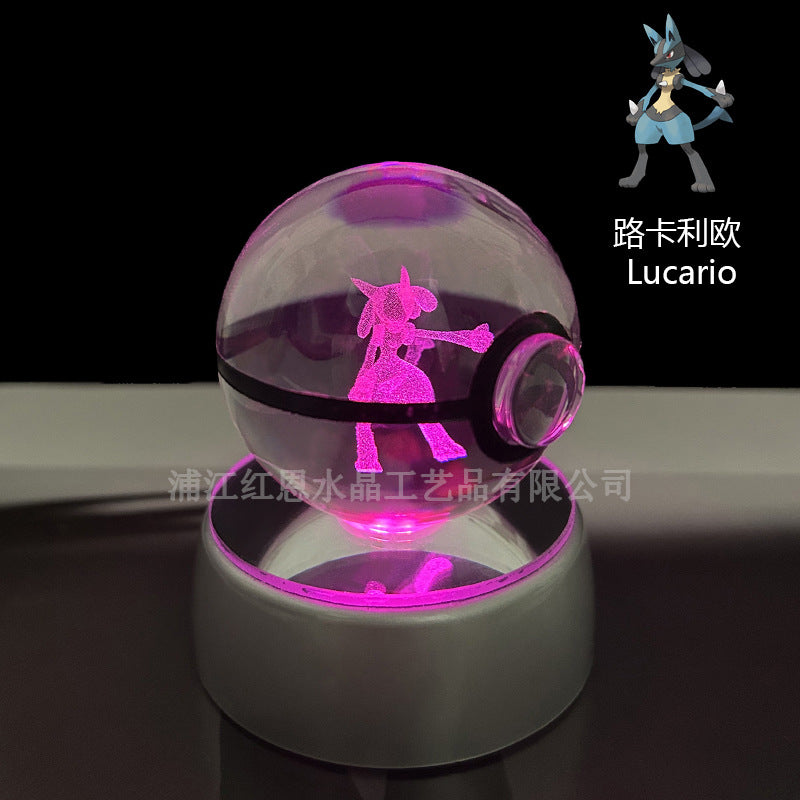 crystal poké ball pokéball 3d pokemon inner carving crystal ball glow ornament birthday gift wholesale